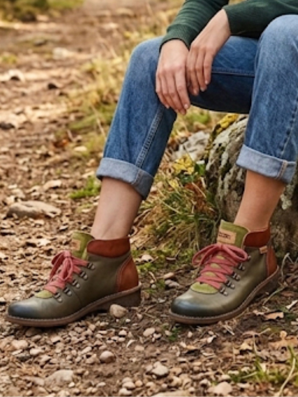 PIKOLINOS Olive & Tan Leather Hiking-Style Boots | EU 40 / US 9-9.5 | Rustic